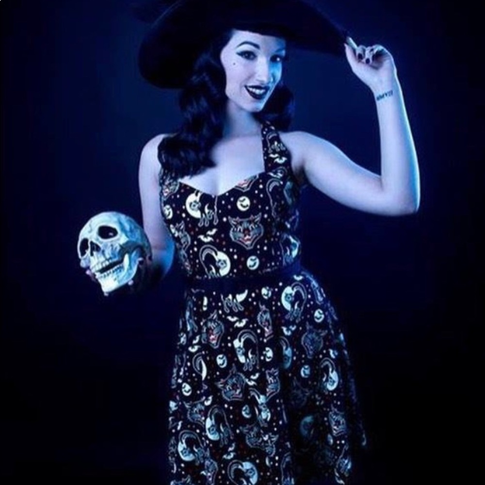 Sourpuss halloween cats and moons dress